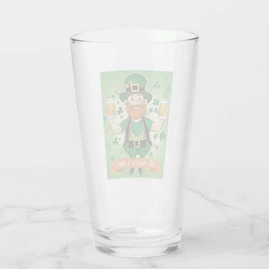 St. Patricks Day Doppel geficktes Bier Leprechaun Glas (Rückseite)