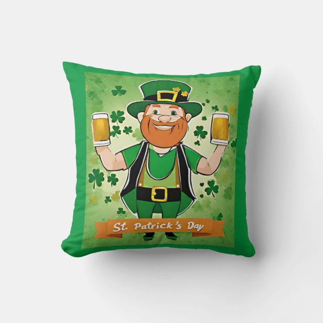 St. Patricks Day Doppel geficktes Bier Leprechaun Kissen (Vorderseite)