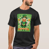 St. Patricks Day Doppel geficktes Bier Leprechaun T-Shirt (Vorderseite)