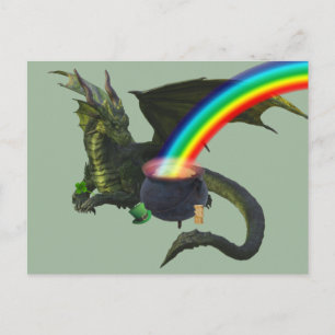 St. Patrick's Day-Drache-Topf voll Gold Postkarte