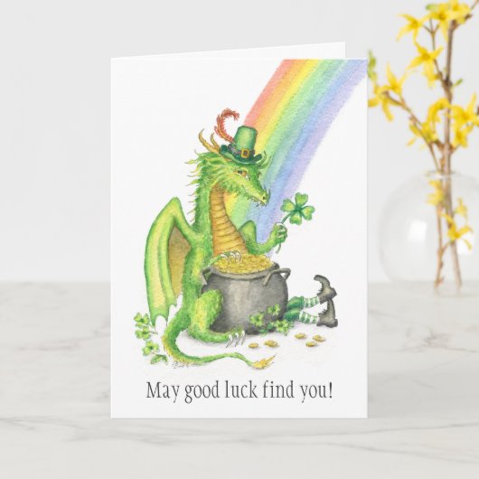 St. Patrick's Day Dragon Card Karte (Gelbe Blume)