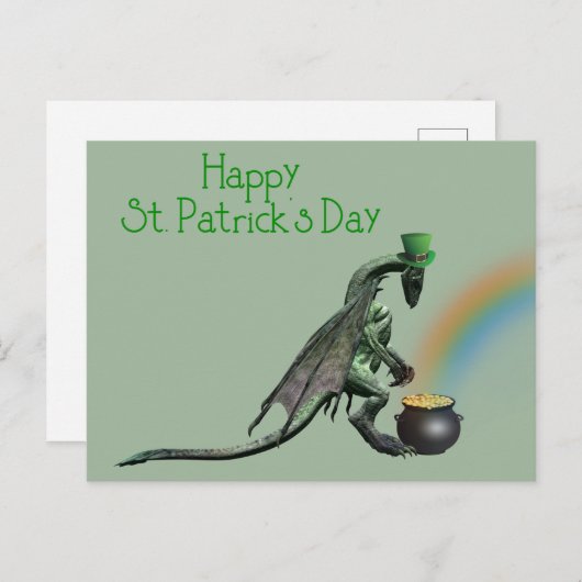 St. Patrick's Day Dragon Pot of Gold Postkarte (Vorne/Hinten)