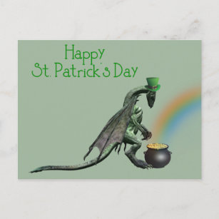 St. Patrick's Day Dragon Pot of Gold Postkarte