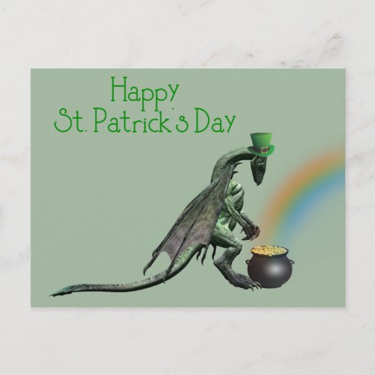 St. Patrick's Day Dragon Pot of Gold Postkarte (Vorderseite)