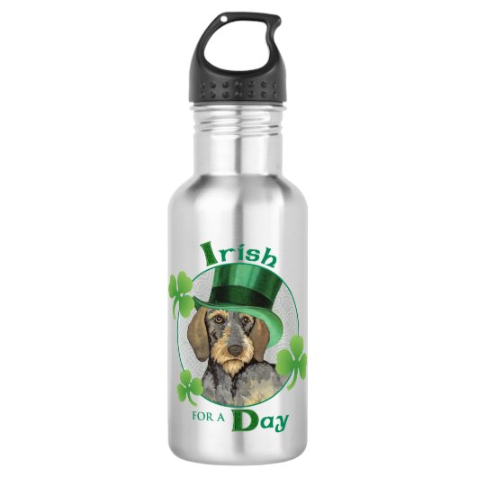 St. Patrick's Day Drahthaar Dackel Edelstahlflasche (Vorderseite)