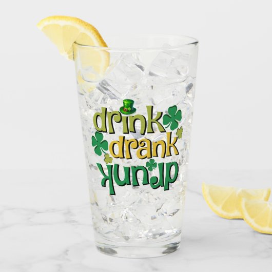 St Patrick's Day Drink Betrunken Glas (Vorderseite Ice)