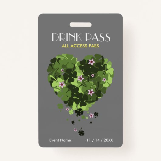 St. Patrick's Day Drink Pass Abzeichen Ausweis (Vorderseite)
