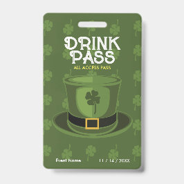 St. Patrick's Day Drink Pass Abzeichen Ausweis