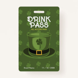 St. Patrick's Day Drink Pass Abzeichen Ausweis
