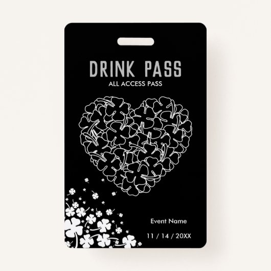 St. Patrick's Day Drink Pass Abzeichen Ausweis (Vorderseite)