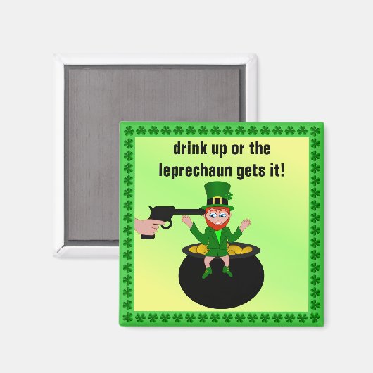 St Patrick's Day Drink Up Square Magnet (Vorderseite/Rückseite)