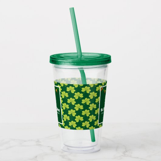 St. Patrick's Day Drinking Team Clover Pattern Acryltrinkbecher (Links)