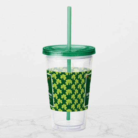 St. Patrick's Day Drinking Team Clover Pattern Acryltrinkbecher (Rechts)