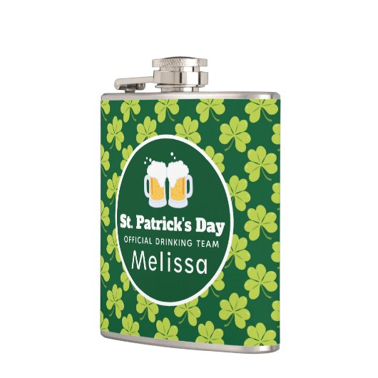 St. Patrick's Day Drinking Team Clover Pattern Flachmann (Links)