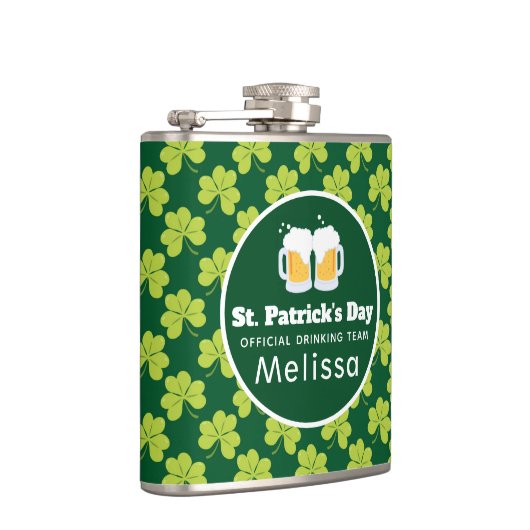 St. Patrick's Day Drinking Team Clover Pattern Flachmann (Rechts)