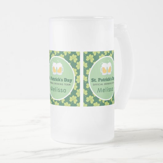 St. Patrick's Day Drinking Team Clover Pattern Mattglas Bierglas (VorderseiteRechts)