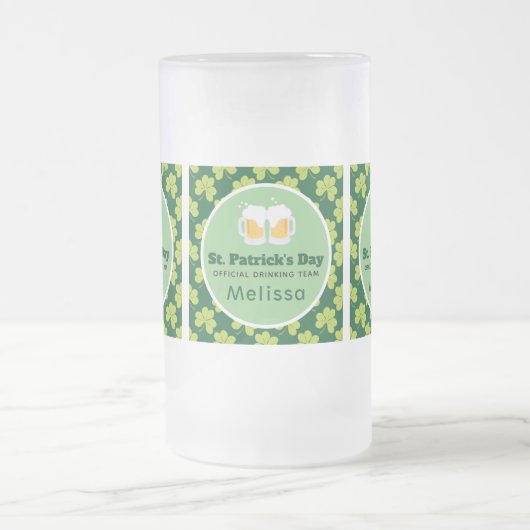 St. Patrick's Day Drinking Team Clover Pattern Mattglas Bierglas (Mittel)
