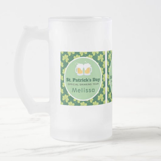 St. Patrick's Day Drinking Team Clover Pattern Mattglas Bierglas (Links)