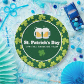 St. Patrick's Day Drinking Team Clover Pattern Pappteller (Party)