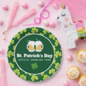 St. Patrick's Day Drinking Team Clover Pattern Pappteller (Party)