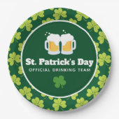 St. Patrick's Day Drinking Team Clover Pattern Pappteller (Vorderseite)