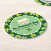 St. Patrick's Day Drinking Team Clover Pattern Runder Pappuntersetzer (Angewinkelt)