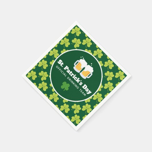 St. Patrick's Day Drinking Team Clover Pattern Serviette (Ecke)