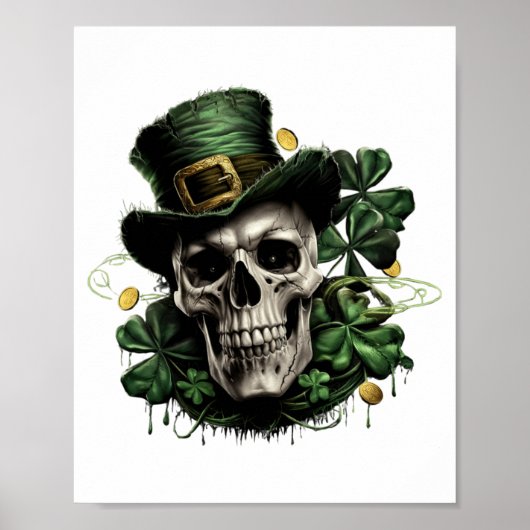 St Patricks Day Dunkler Irischer Schädel Mit Shamr Poster (Vorne)
