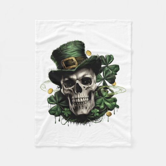 St Patricks Day Dunkler Irischer Totenkopf Mit Sha Fleecedecke (Vorderseite)