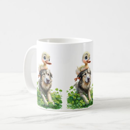 St. Patrick's Day Duo: Duckling und Irish Wolfhoun Kaffeetasse (Vorderseite Links)