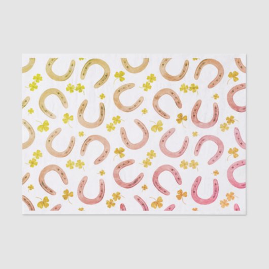 St Patrick's Day Dusty Horseshoe & Kleeblatt Icons Seidenpapier (Vorderseite)