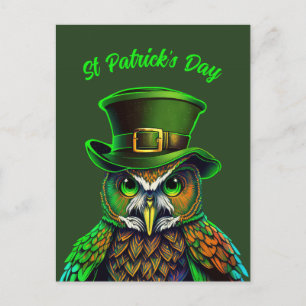 St. Patrick's Day: eine Eule in einem Hut Postkarte