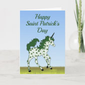 St. Patrick's Day Einhorn mit Kleeblatt Spots Karte (Vorderseite)