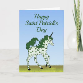 St. Patrick's Day Einhorn mit Kleeblatt Spots Karte
