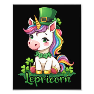 St Patricks Day Einhorn Süßer Heiliger Pattys Mädc Fotodruck