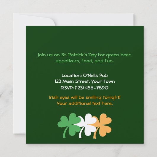 St. Patrick's Day Einladung (Rückseite)