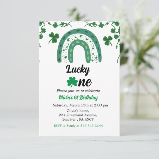 St Patrick's Day Einladung Kleeblatt zum Geburtsta (Stehend Vorderseite)