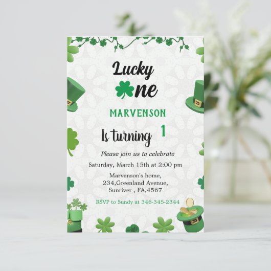 St Patrick's Day Einladung Kleeblatt zum Geburtsta (Stehend Vorderseite)