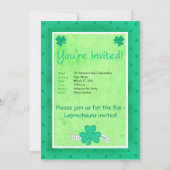 St. Patrick's Day Einladung zum Feiern Party (Rückseite)