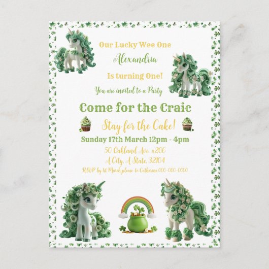 St Patricks Day Einmal Einladung Postkarte (Vorderseite)