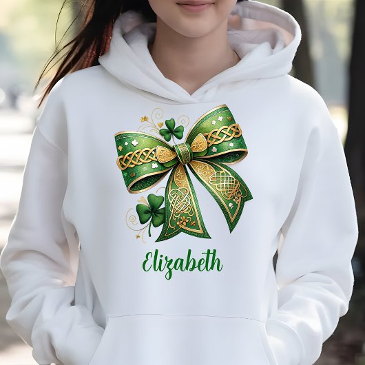 St. Patrick's Day Elegant Green Bow Hoodie