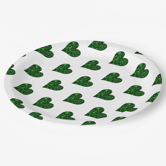 St. Patrick's Day Emerald Heart Pappteller (Schrägansicht)