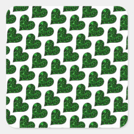 St. Patrick's Day Emerald Heart Quadratischer Aufkleber