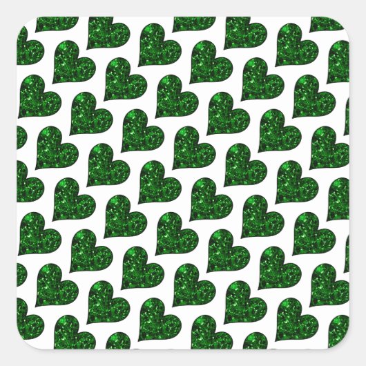 St. Patrick's Day Emerald Heart Quadratischer Aufkleber (Vorderseite)