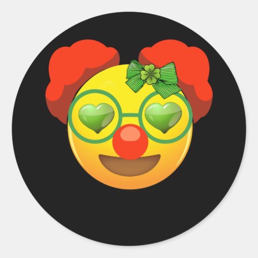 St Patricks Day Emoji Face Herz Eyes Kleeblatt Runder Aufkleber (Vorderseite)