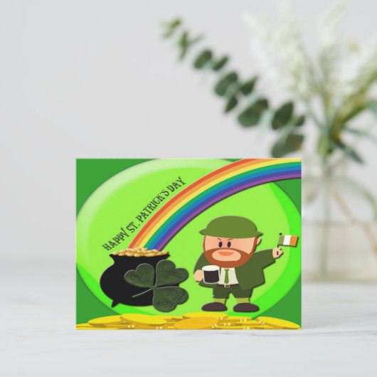 St. Patrick's Day End of Rainbow Postkarte (Stehend Vorderseite)
