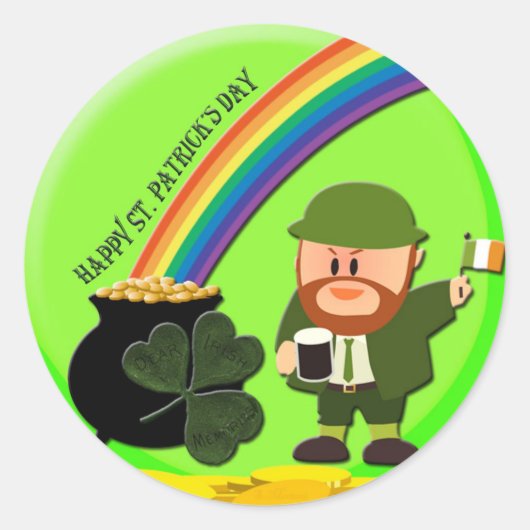 St. Patrick's Day End of Rainbow Runder Aufkleber (Vorderseite)