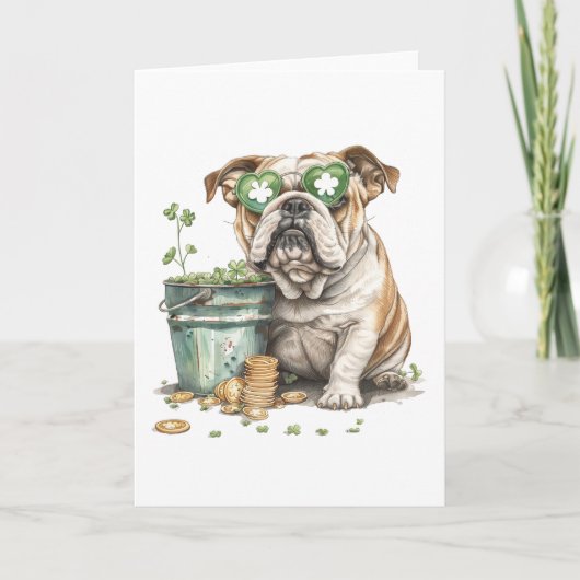 St. Patrick's Day English Bulldogge Feiertagskarte (Vorderseite)