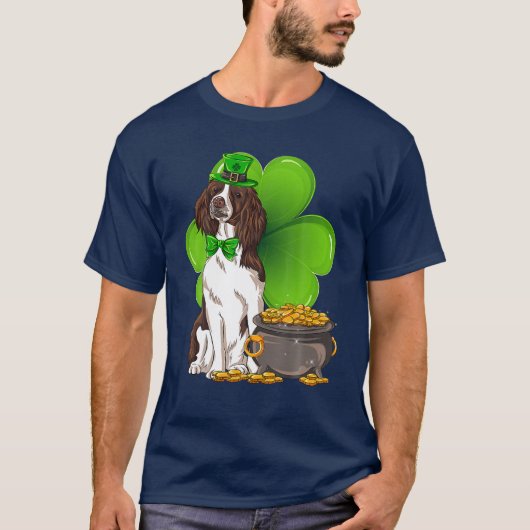 St Patrick's Day English Springer Spaniel Kleeblat T-Shirt (Vorderseite)