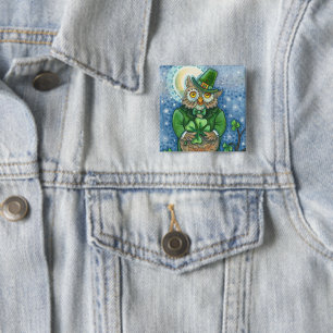 ST. PATRICK'S DAY-EULE, 4 BLATT-KLEE-KOBOLD BUTTON